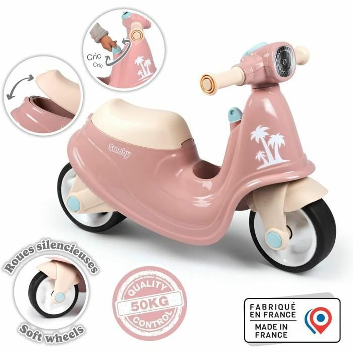 Atspērienu motocikls Smoby scooter Rozā Bērnu