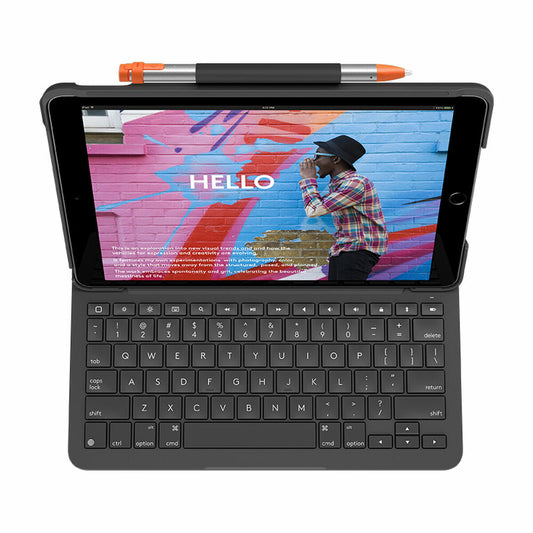 Planšetdatora un Klaviatūras Vāks Logitech iPad 2020 | iPad 2019 | iPad 2021 Pelēks Spāņu Qwerty QWERTY