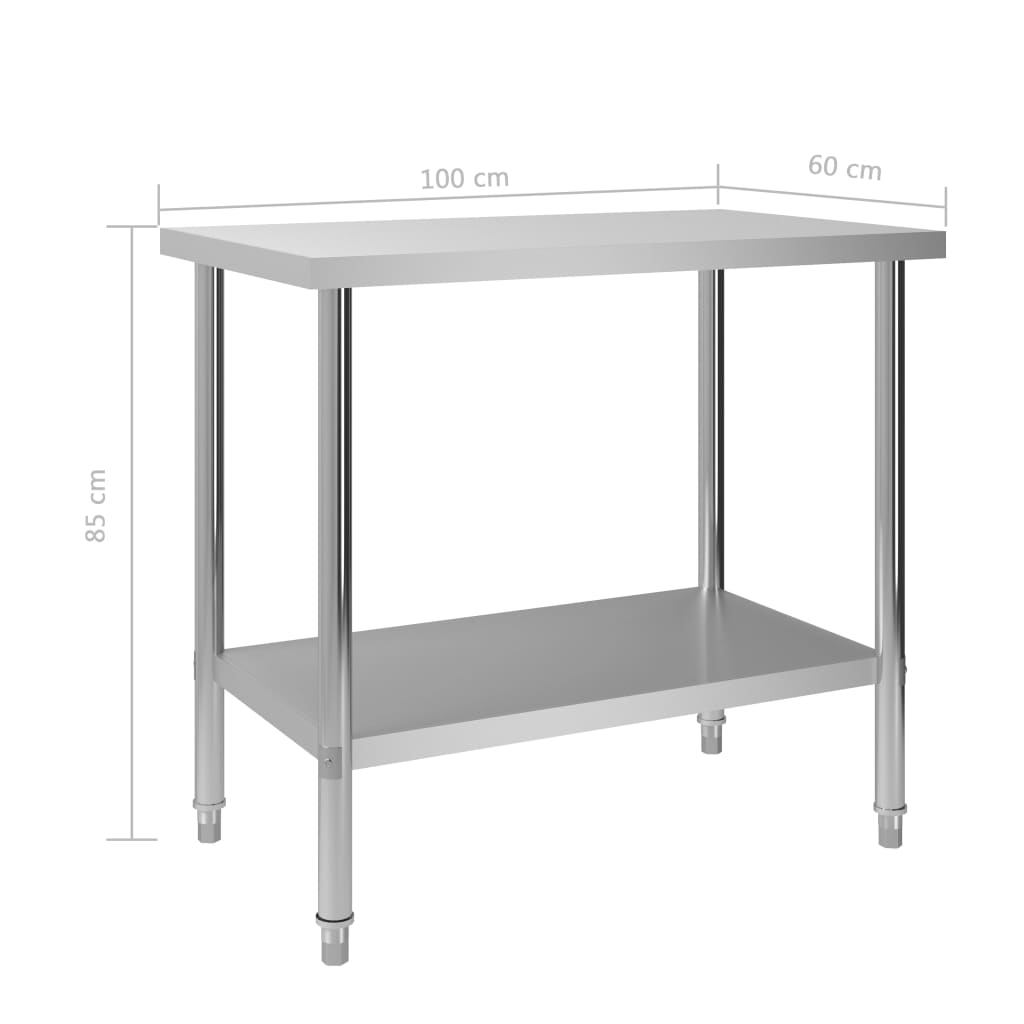 virtuves darba galds, 100x60x85 cm, nerūsējošs tērauds