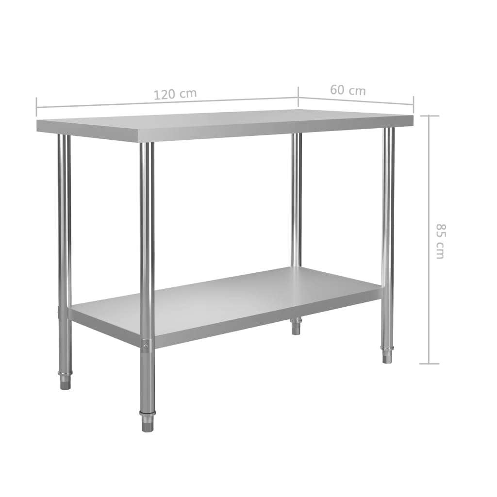 virtuves darba galds, 120x60x85 cm, nerūsējošs tērauds