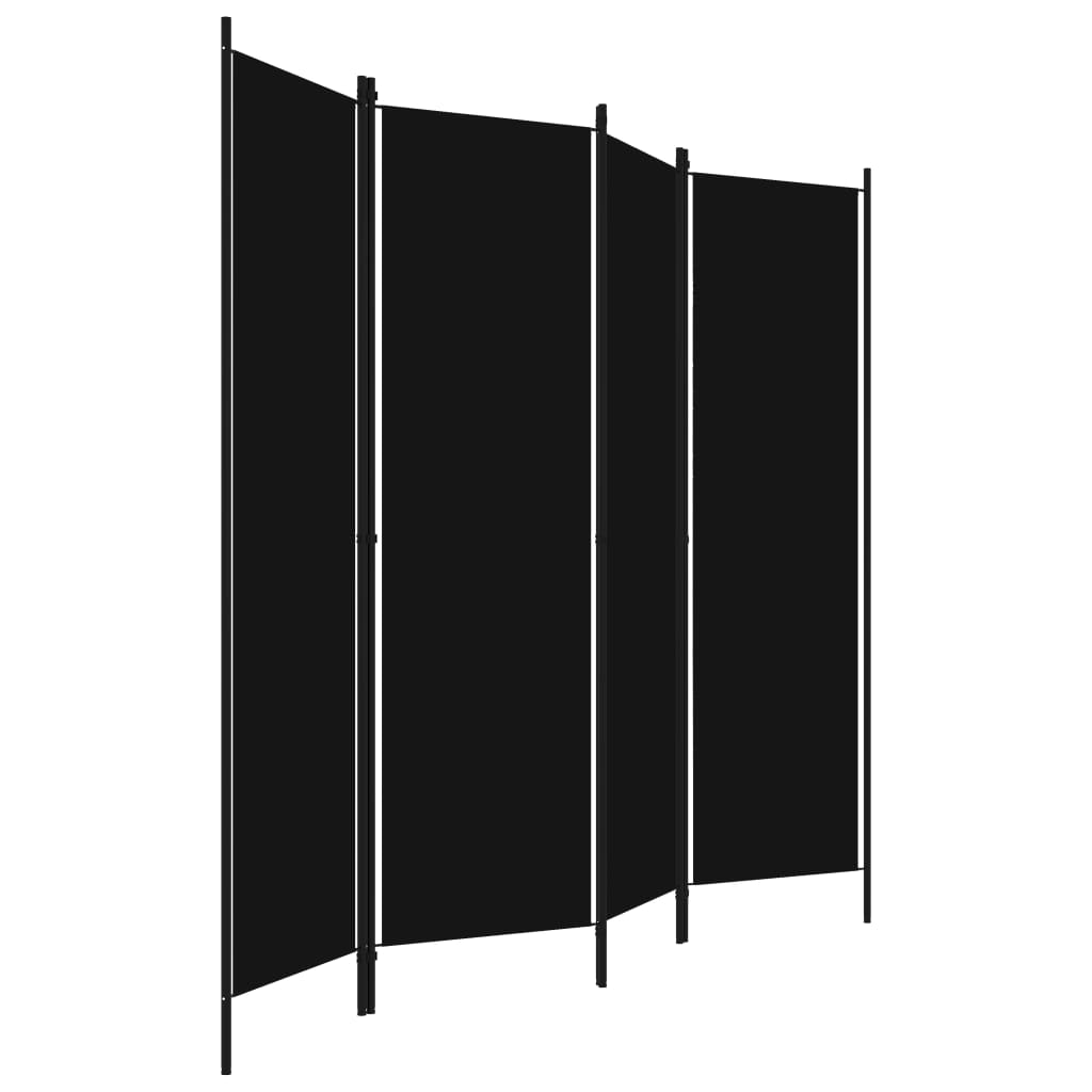 4-paneļu istabas aizslietnis, melns, 200x180 cm