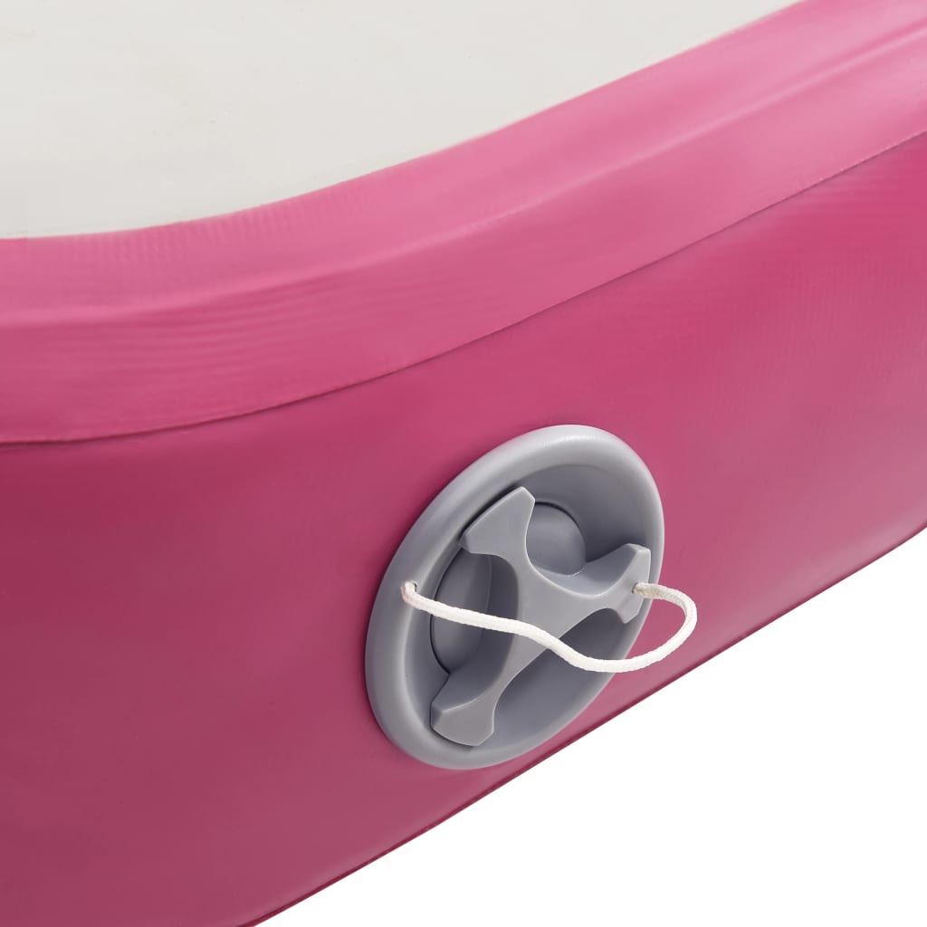 piepūšams vingrošanas paklājs ar pumpi, 500x100x15 cm, rozā PVC