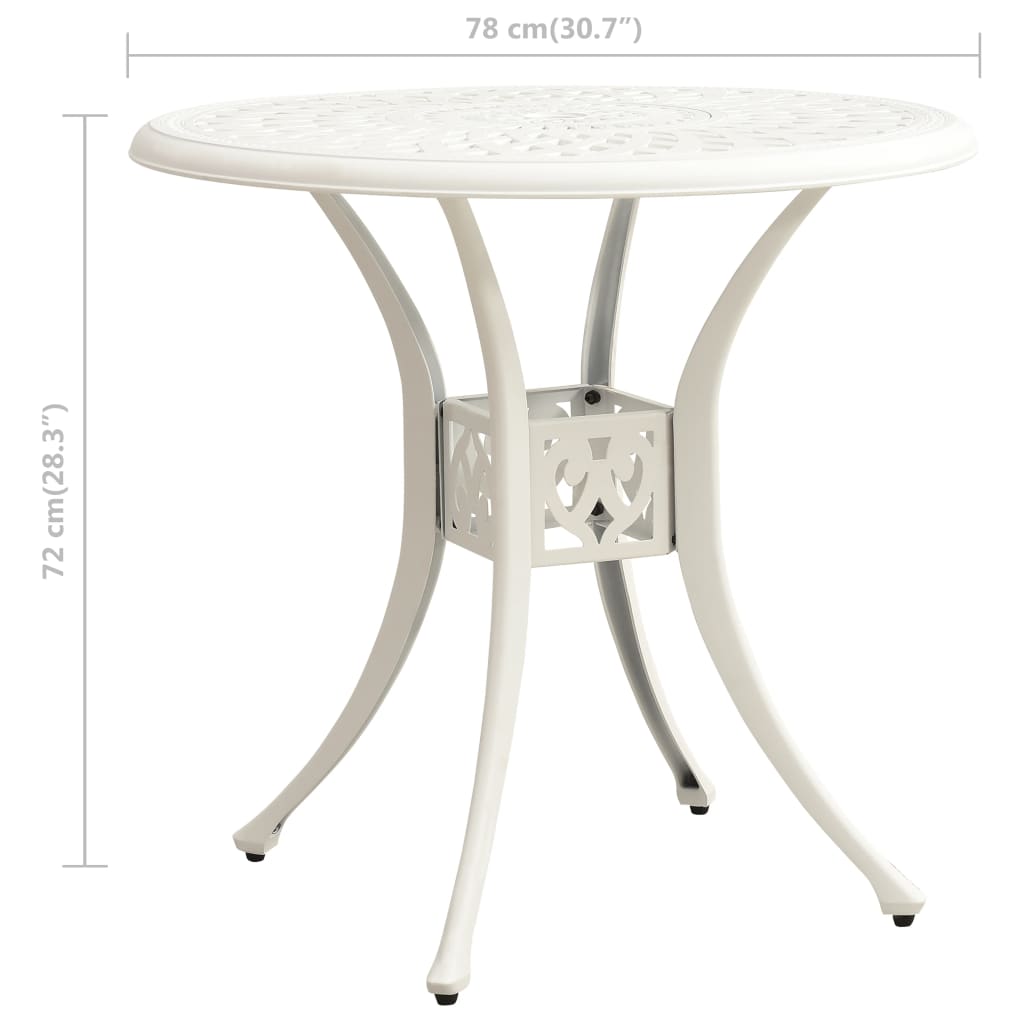 dārza galds, balts, 78x78x72 cm, liets alumīnijs