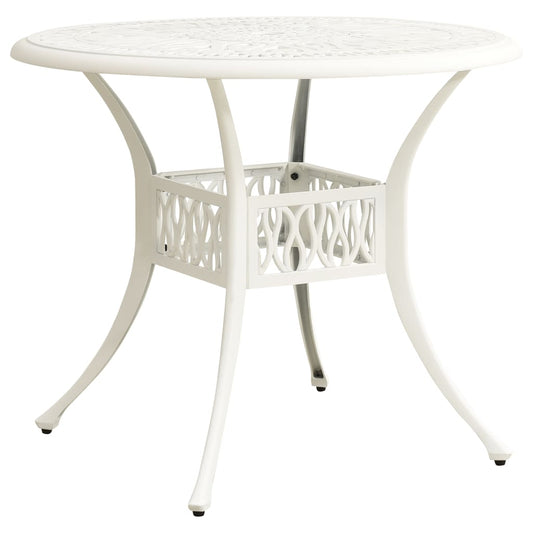 dārza galds, balts, 90x90x74 cm, liets alumīnijs