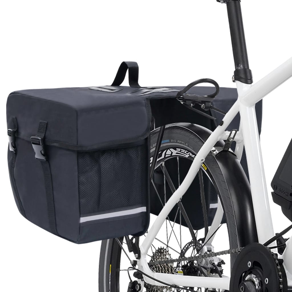 dubulta soma velosipēda bagāžniekam, ūdensdroša, 35 L, melna