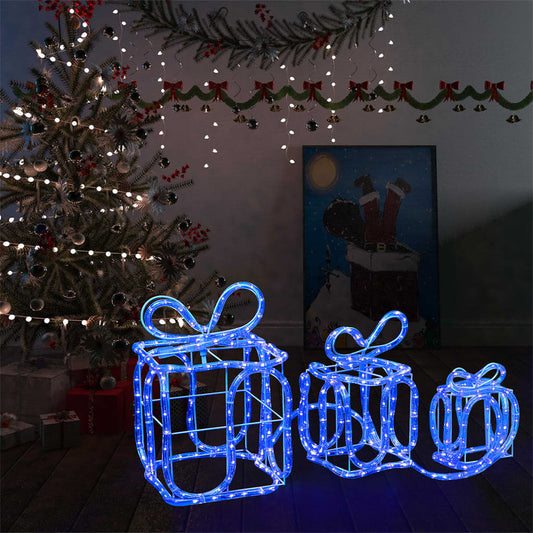 vidaXL Ziemassvētku dekorācija, dāvanu kastes ar 180 LED lampiņām