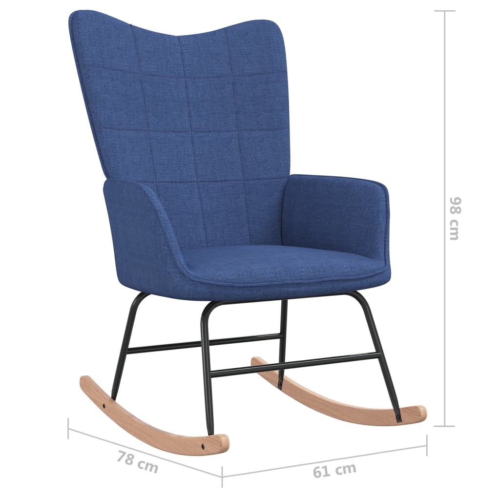 šūpuļkrēsls ar kāju balstu, zils audums