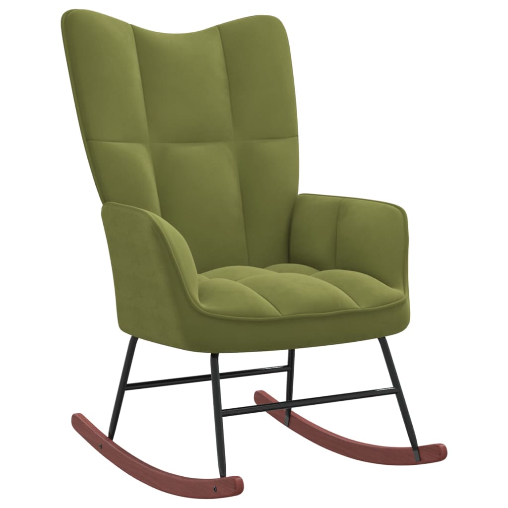 šūpuļkrēsls ar kāju balstu, gaiši zaļš samts