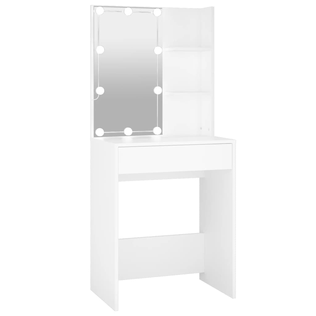 spoguļgaldiņš ar LED, balts, 60x40x140 cm