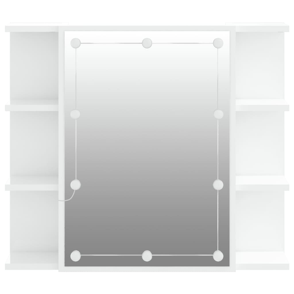 spoguļskapītis ar LED, spīdīgi balts, 70x16,5x60 cm