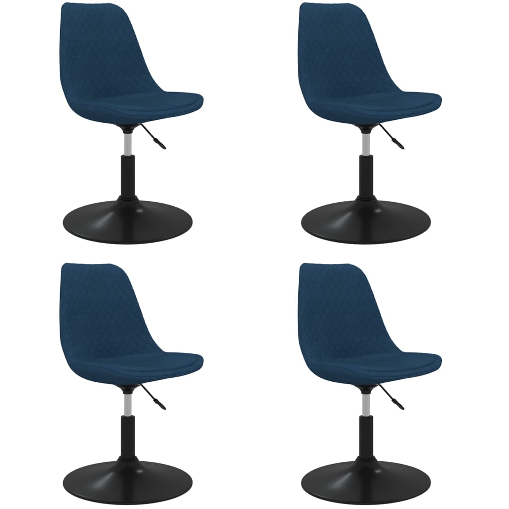 grozāmi virtuves krēsli, 4 gab., zils samts
