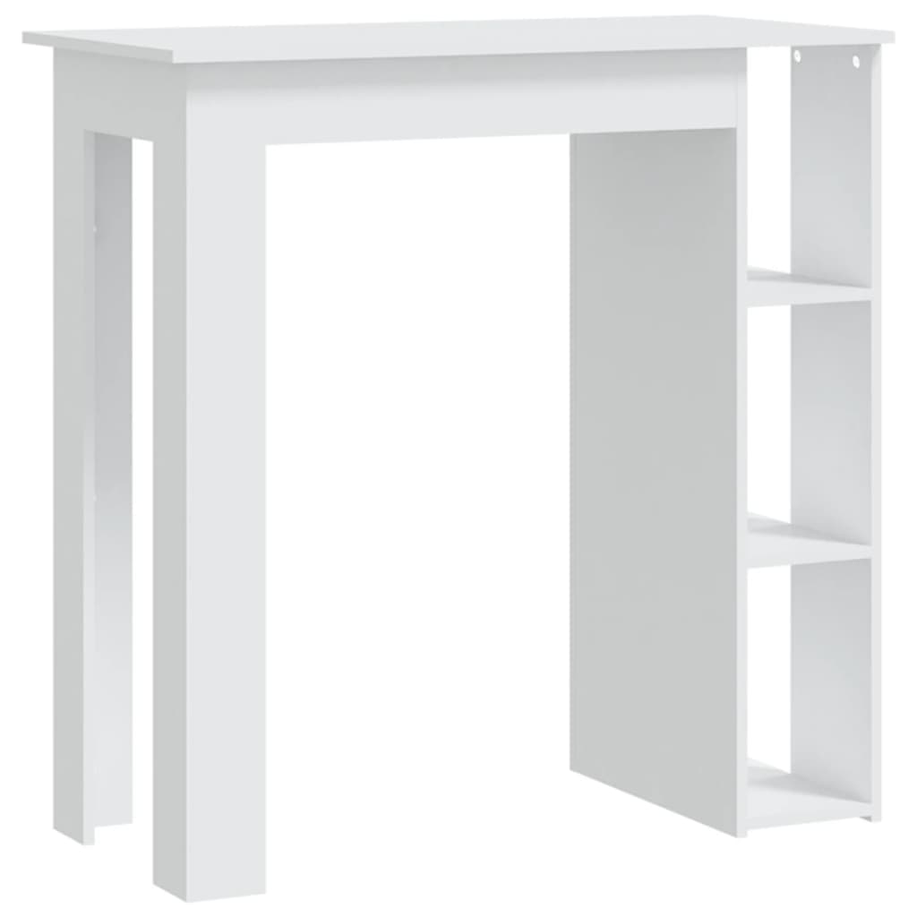 bāra galds ar plauktu, balts, 102x50x103,5 cm, skaidu plāksne