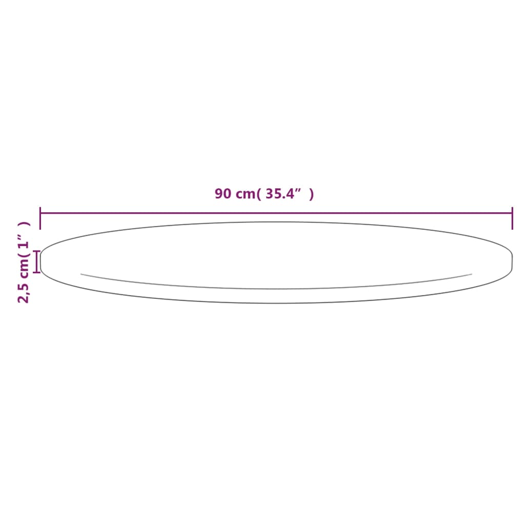 galda virsma, balta, Ø90x2,5 cm, priedes masīvkoks