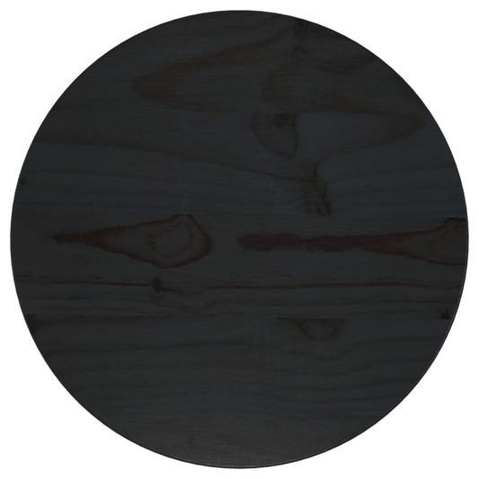 galda virsma, melna, Ø30x2,5 cm, priedes masīvkoks