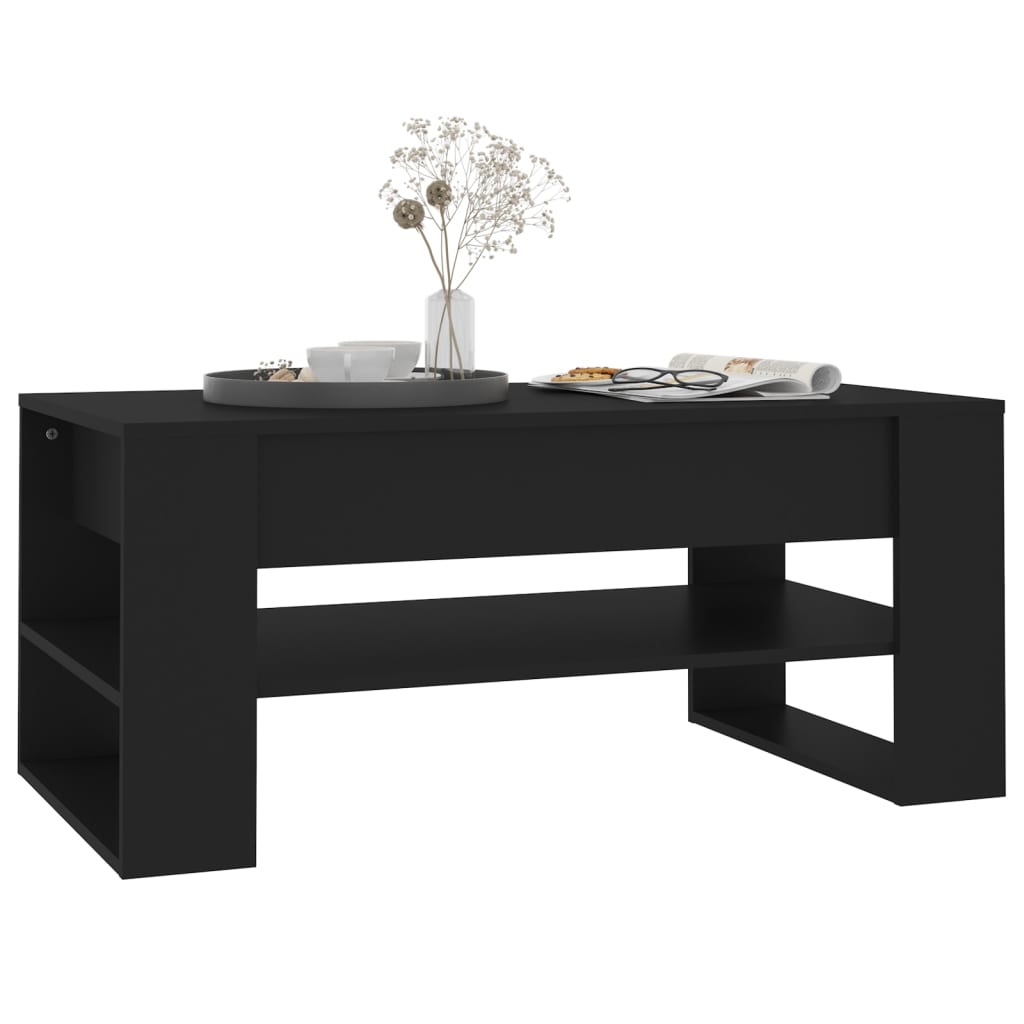 kafijas galdiņš, melns, 102x55x45 cm, inženierijas koks