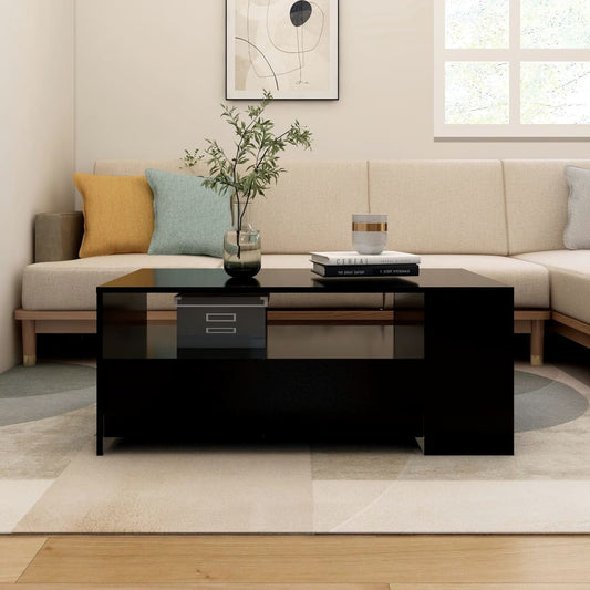 kafijas galdiņš, melns, 102x55x42 cm, inženierijas koks
