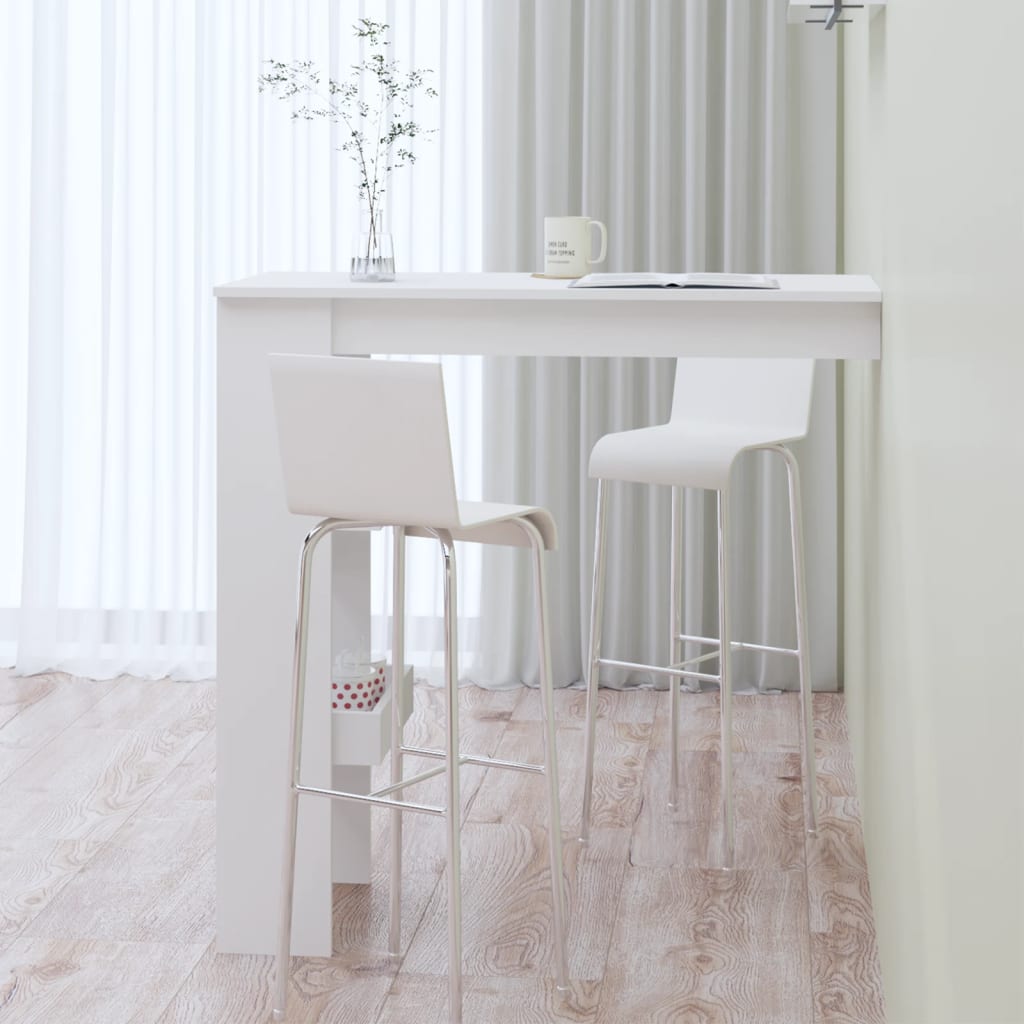 sienas bāra galds, balts, 102x45x103,5 cm, inženierijas koks