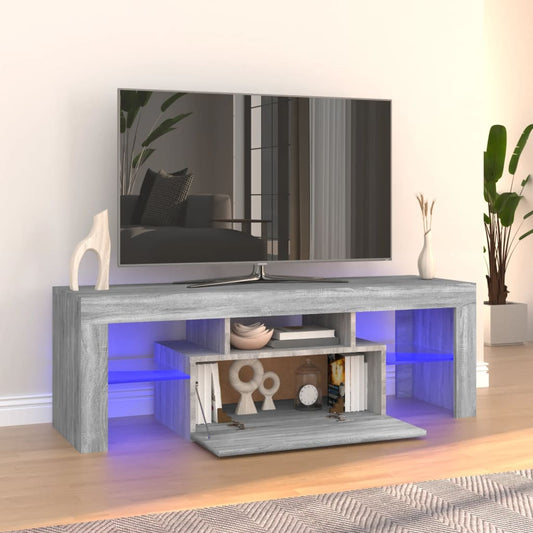 TV skapītis ar LED lampiņām, pelēka ozola krāsa, 120x35x40 cm