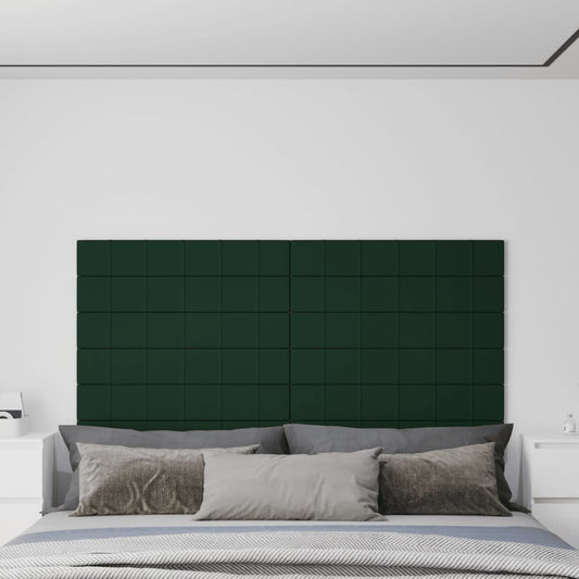 sienas paneļi, 12 gab., tumši zaļi, 90x15 cm, audums, 1,62 m²