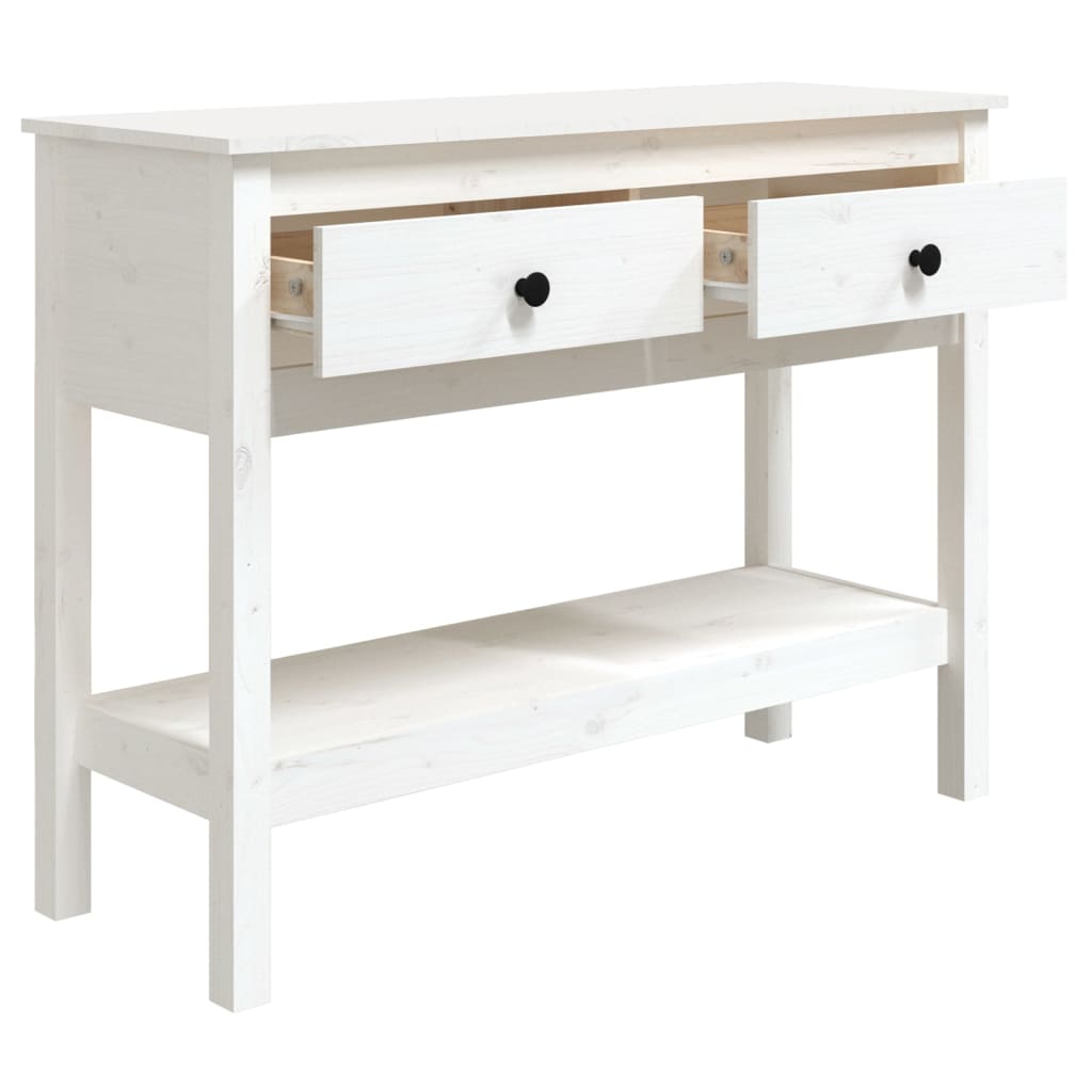 konsoles galdiņš, balts, 100x35x75 cm, priedes masīvkoks