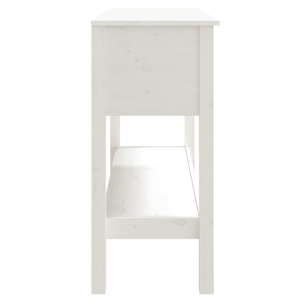 konsoles galdiņš, balts, 100x35x75 cm, priedes masīvkoks