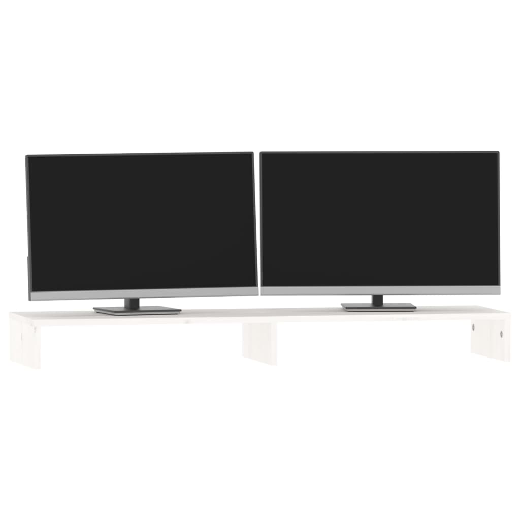 monitora paliktnis, balts, 100x27x10 cm, priedes masīvkoks