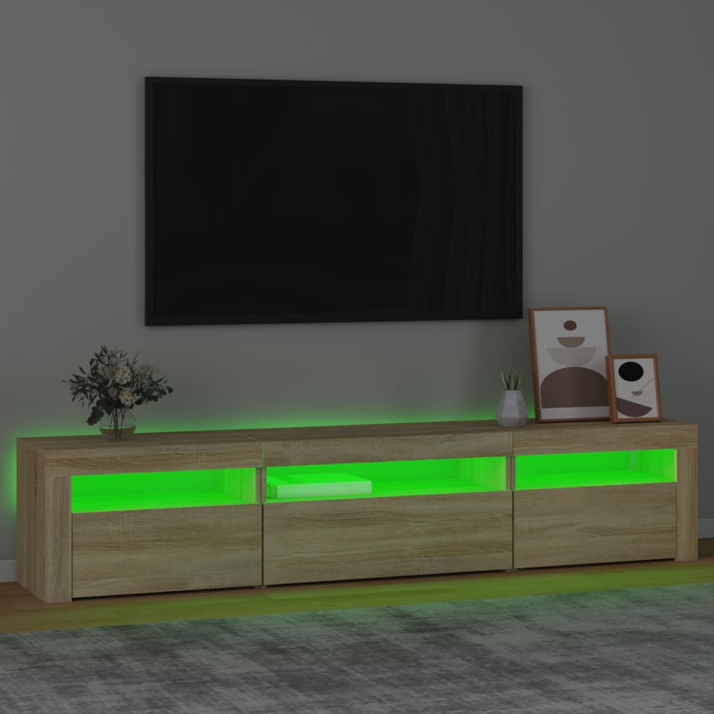 TV skapītis ar LED apgaismojumu, ozolkoka krāsa, 195x35x40 cm
