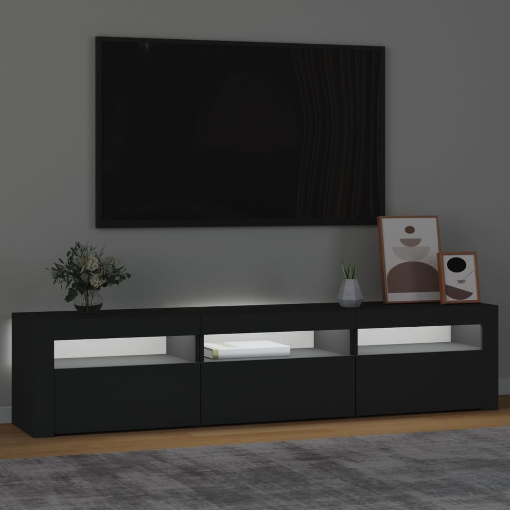 TV skapītis ar LED apgaismojumu, melns, 180x35x40 cm