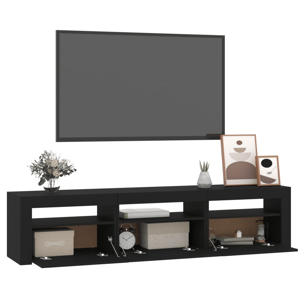 TV skapītis ar LED apgaismojumu, melns, 180x35x40 cm
