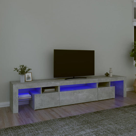 TV skapītis ar LED apgaismojumu, betona pelēks, 215x36,5x40 cm