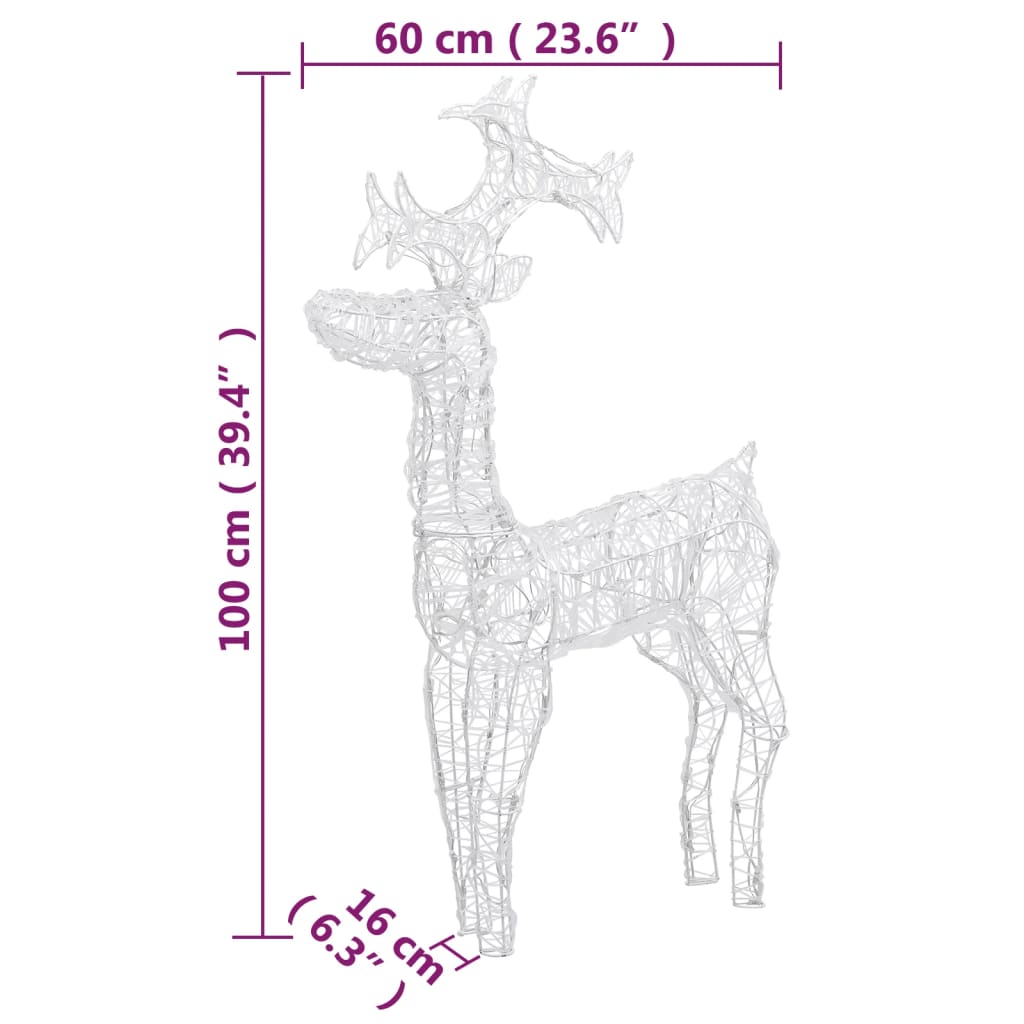 Ziemassvētku ziemeļbriežu dekorācijas, 3 gab., 60x16x100 cm
