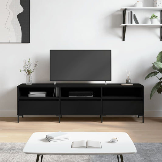 TV skapītis, 150x30x44,5 cm, inženierijas koks, melns
