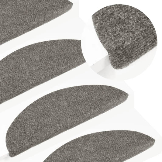 vidaXL kāpņu paklāji, 10 gab., pašlīmējoši, 65x22,5x3,5 cm, pelēki