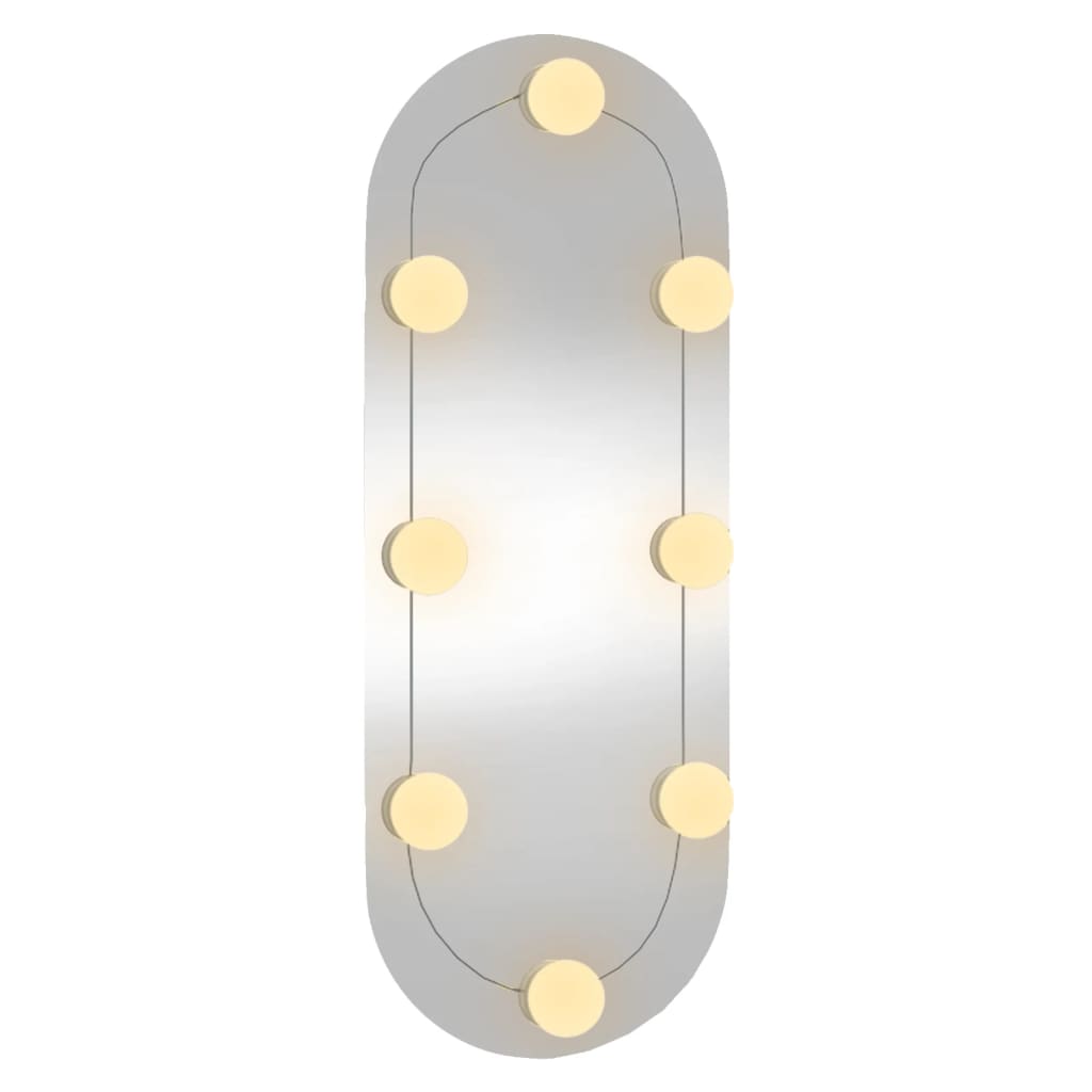 sienas spogulis ar LED, 20x50 cm, stikls, ovāls
