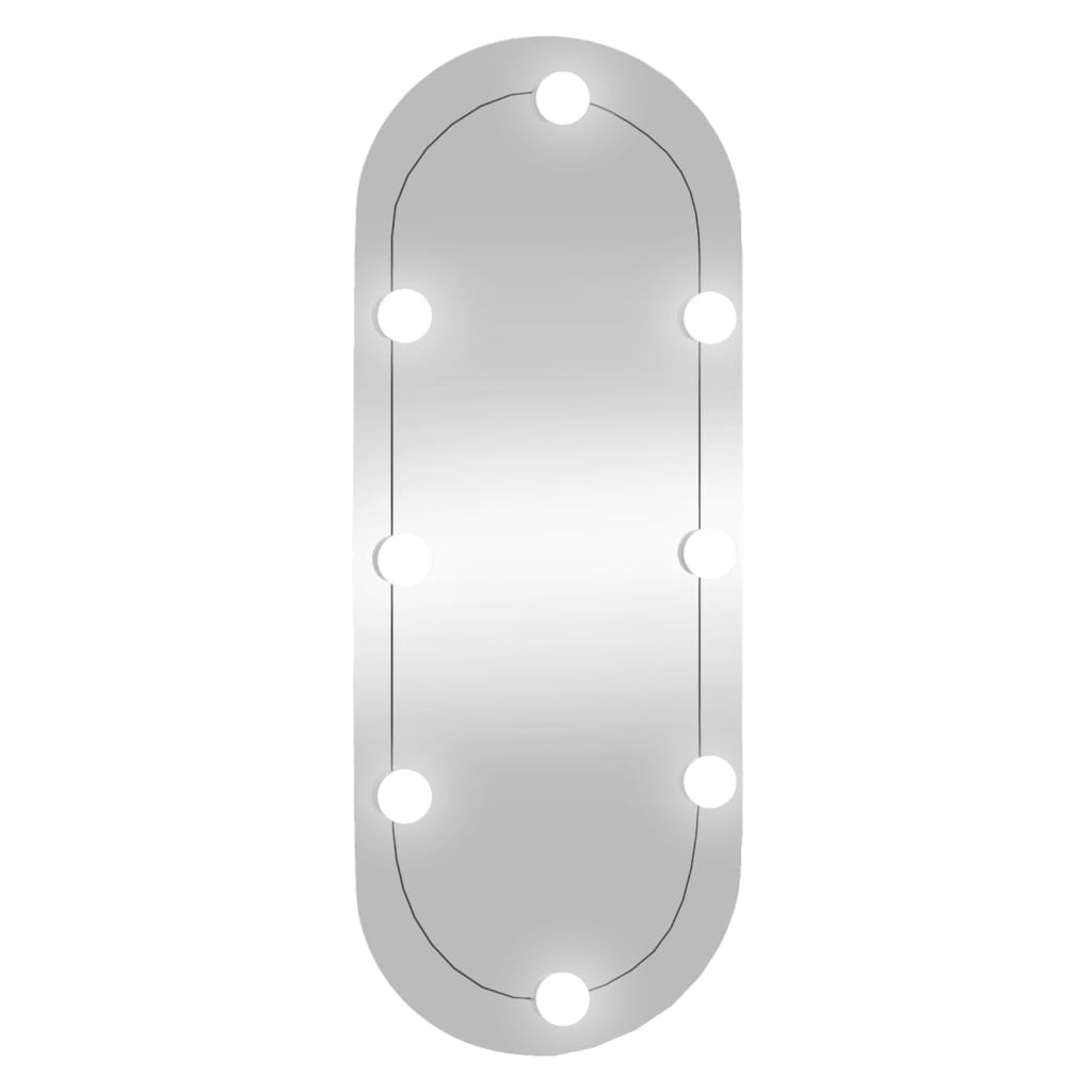 sienas spogulis ar LED gaismām, 30x70 cm, stikls, ovāls