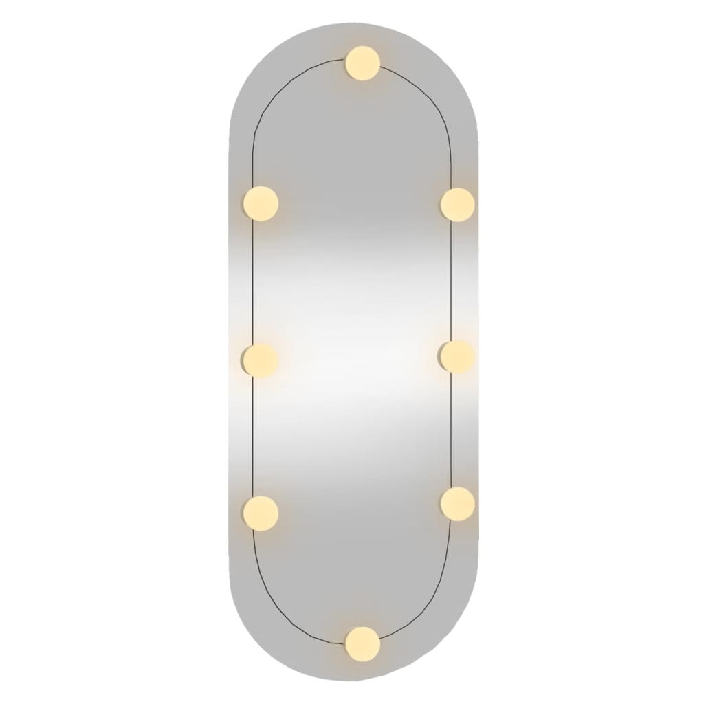 sienas spogulis ar LED gaismām, 30x70 cm, stikls, ovāls
