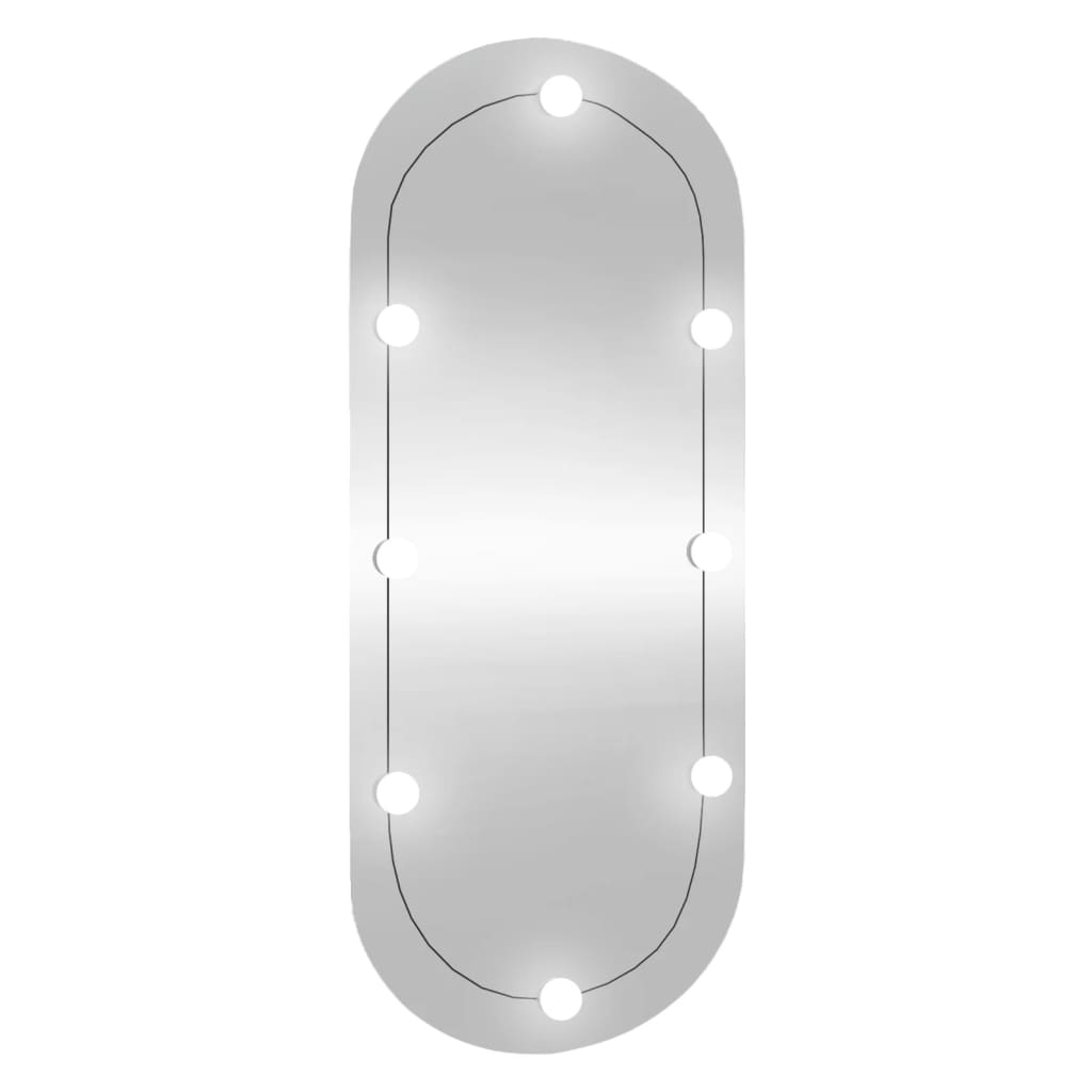 sienas spogulis ar LED gaismām, 45x100 cm, stikls, ovāls