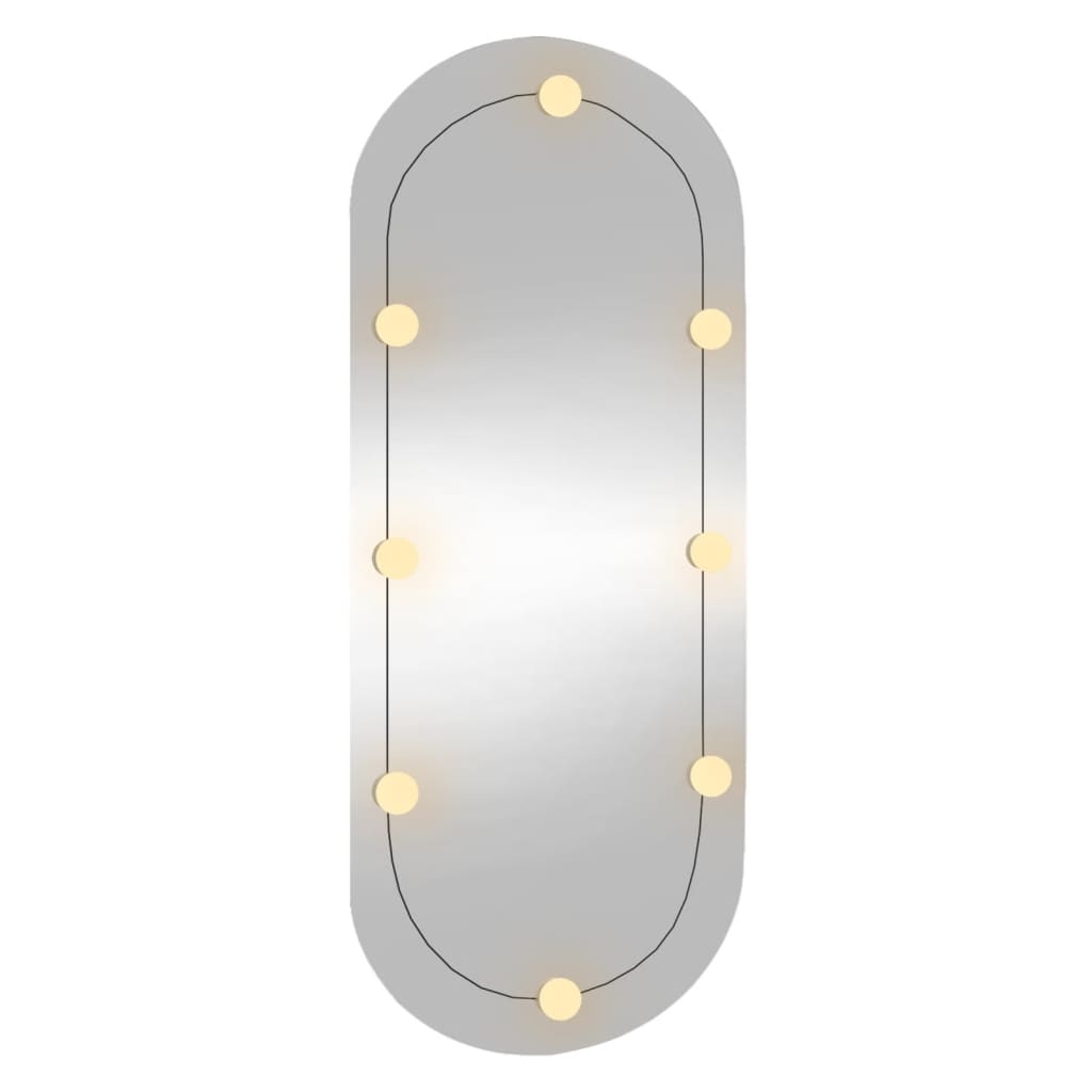 sienas spogulis ar LED gaismām, 45x100 cm, stikls, ovāls