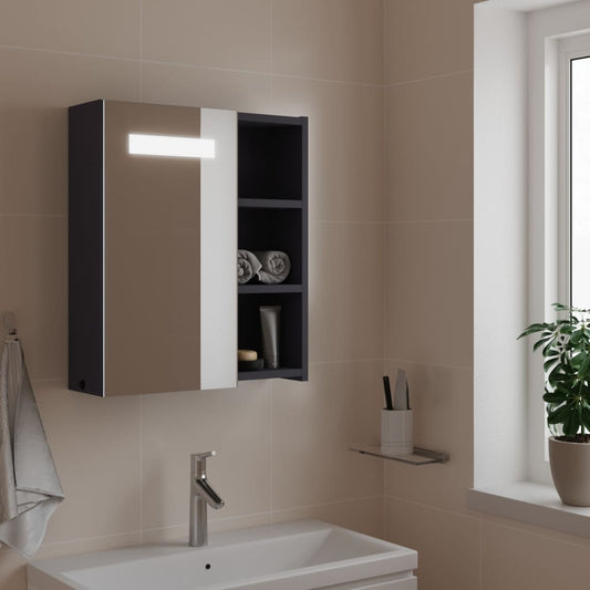 vidaXL vannasistabas spoguļskapītis ar LED, 45x13x52 cm, gaiši pelēks