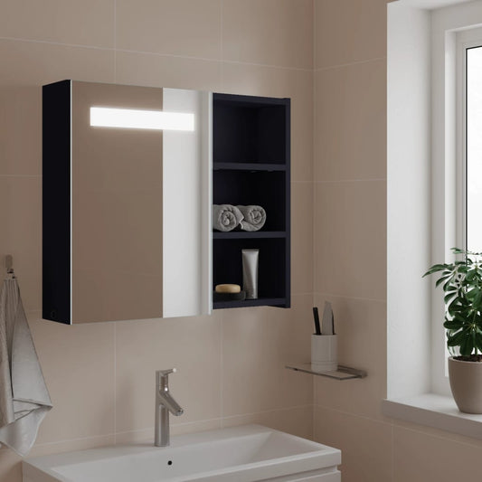 vidaXL vannasistabas spoguļskapītis ar LED, 60x13x52 cm, gaiši pelēks