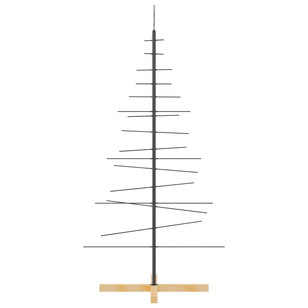vidaXL Ziemassvētku eglīte, metāls, koka pamatne, melna, 150 cm