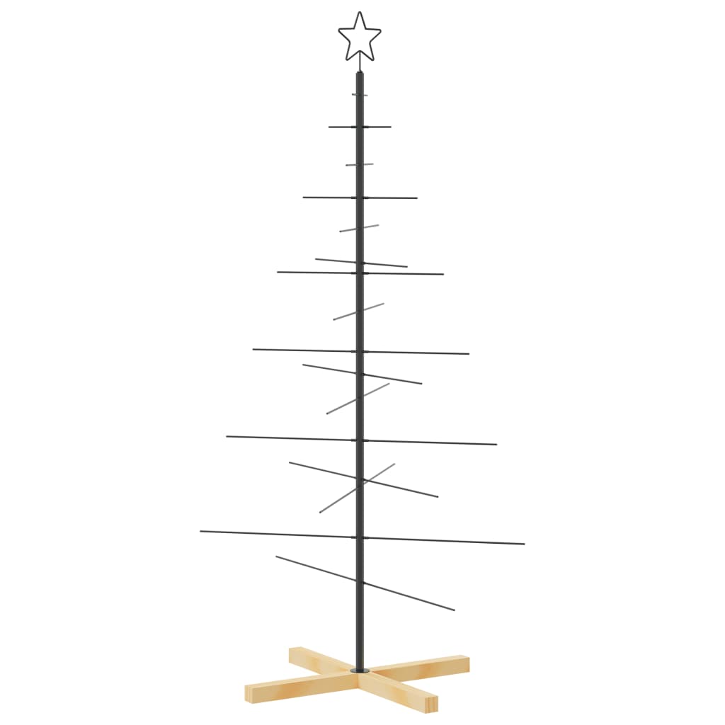 vidaXL Ziemassvētku eglīte, metāls, koka pamatne, melna, 150 cm