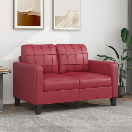 divvietīgs dīvāns, vīnsarkans, 120 cm, mākslīgā āda