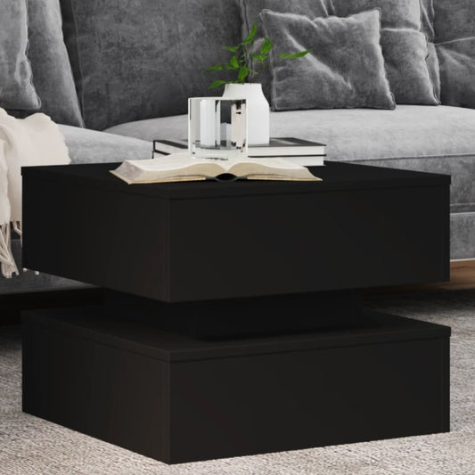 kafijas galdiņš ar LED, melns, 50x50x40 cm