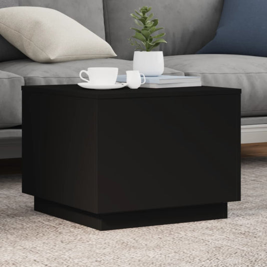 kafijas galdiņš ar LED, melns, 50x50x40 cm