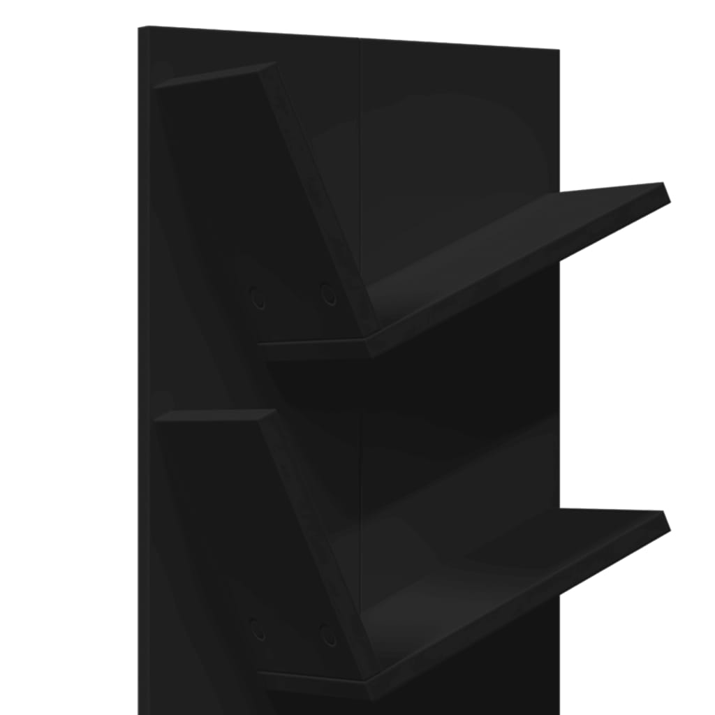 sienas grāmatu plaukts, 4 līmeņi, melns, 33x16x90 cm