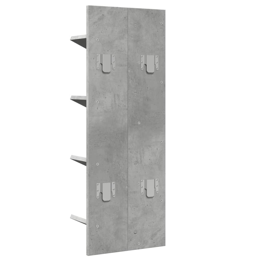 sienas grāmatu plaukts, 4 līmeņi, betona pelēks, 33x16x90 cm
