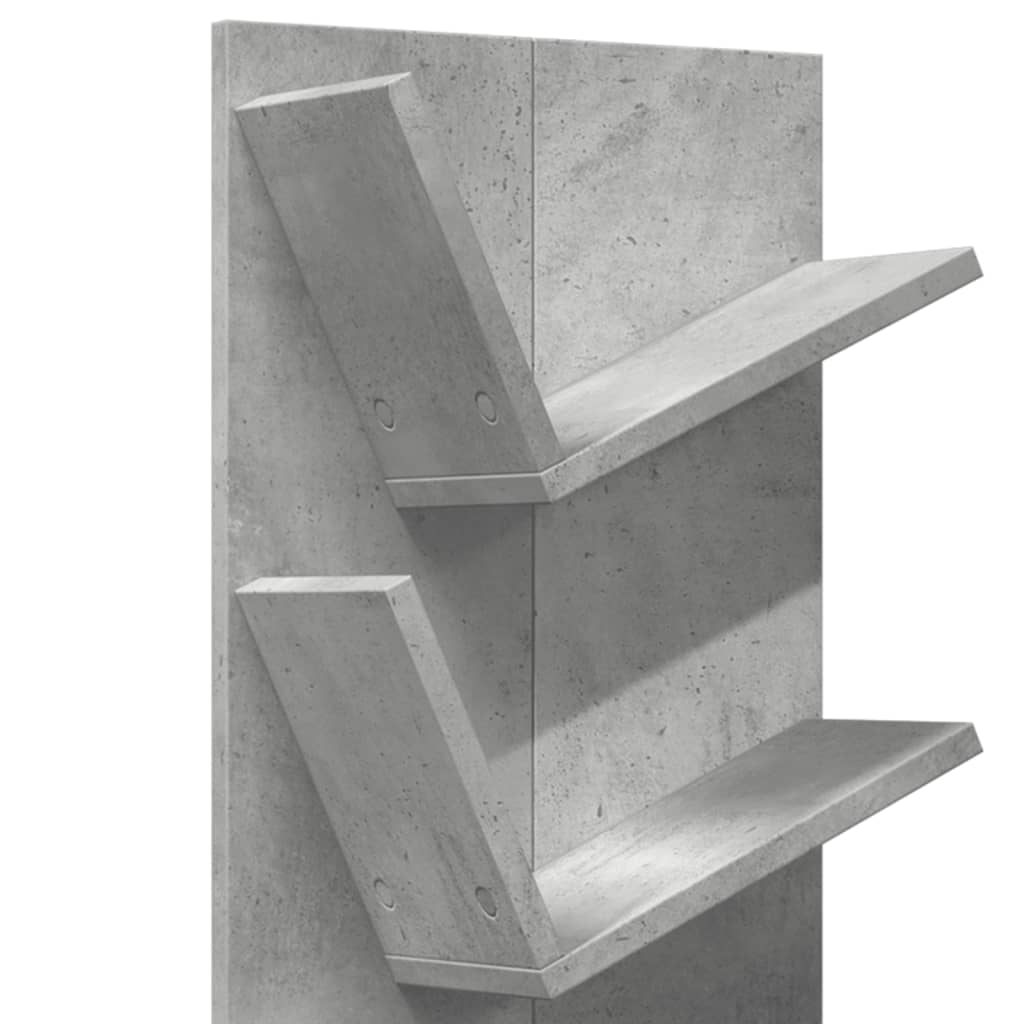 sienas grāmatu plaukts, 4 līmeņi, betona pelēks, 33x16x90 cm