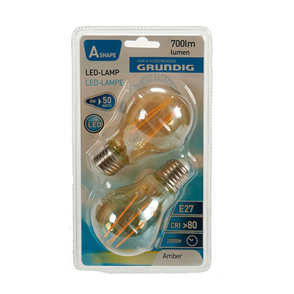 LED Spuldze Grundig 8 W 2300 K E27 Dzintars 700 lm (10 gb.) (6 x 10 x 6 cm)