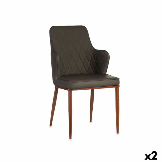 atzveltnes krēsls Rombs Melns Pelēks Tērauds 52 x 90 x 43 cm (2 gb.)